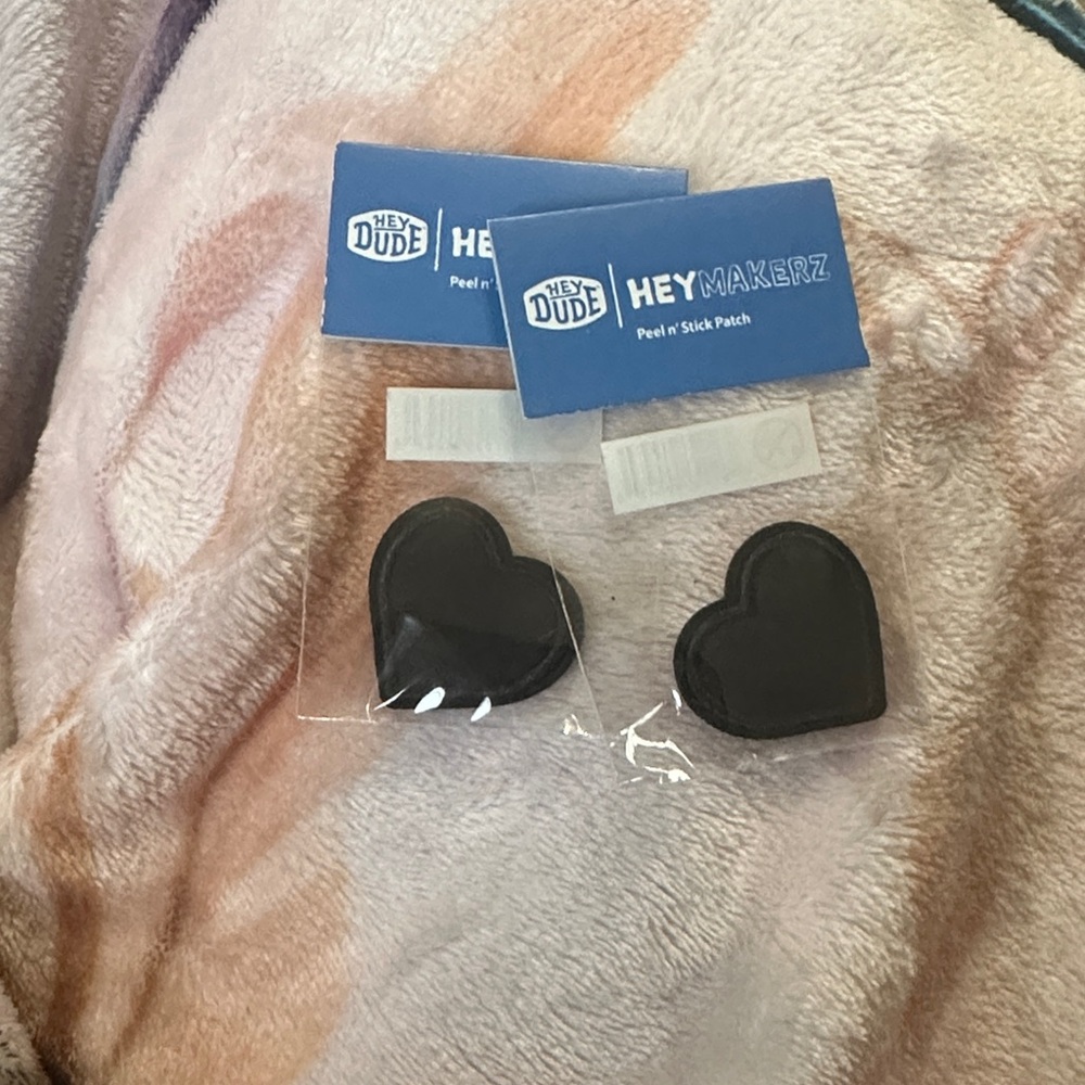 2 Hey Dude Black Heart Patches